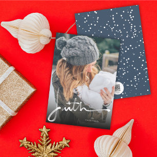 Faith Brush Calligraphy Religious Christmas Foto Feiertagskarte
