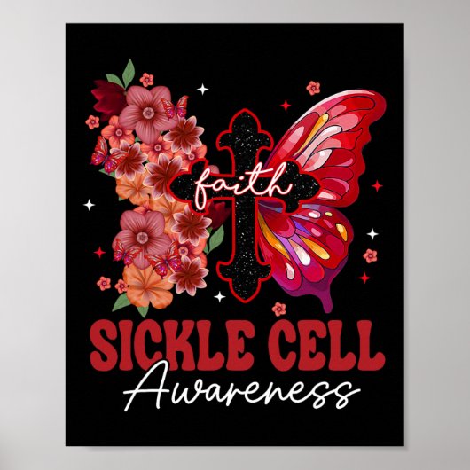 Faith Butterfly Christlich Cross Sickle Cell Aware Poster (Vorne)