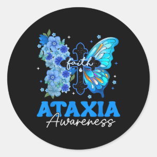 Faith Butterfly Christliches Kreuz Ataxie Bewussts Runder Aufkleber