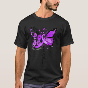 Faith Butterfly Lila Ribbon Fibromyalgia Awarene T-Shirt