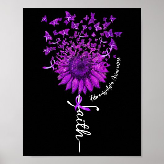 Faith Butterfly Sonnenblume Fibromyalgie Bewusstse Poster (Vorne)