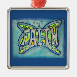 Faith Butterfly Word Kunst-Geschenk Urlaub Ornamen Ornament Aus Metall