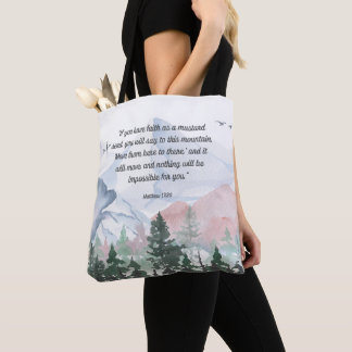 Faith Can Move Mountains Bible Verse Tote Bag Tasche
