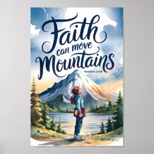 Faith Can Move Mountains Christlich Teen Girl Art Poster