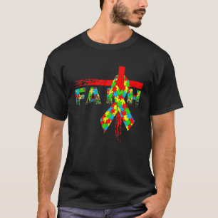 Faith Christlich Cross Ribbon Puzzle Autismus Awar T-Shirt