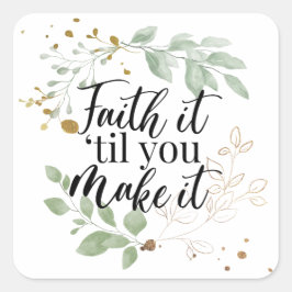 Faith Christlich Scripture Eukalyptus Greenery Quadratischer Aufkleber