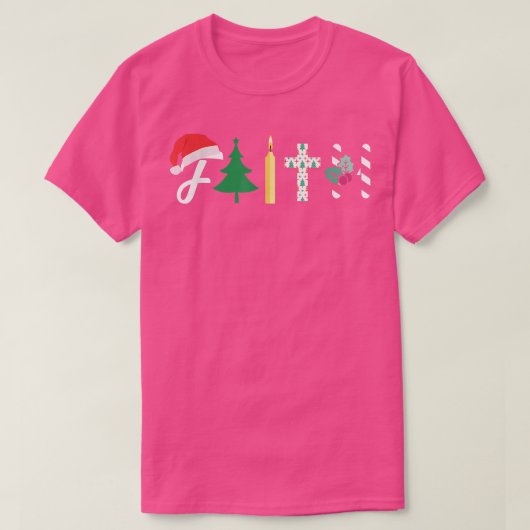 Faith Christmas Tree Christlich Cross Xmas Candy C T-Shirt (Design vorne)
