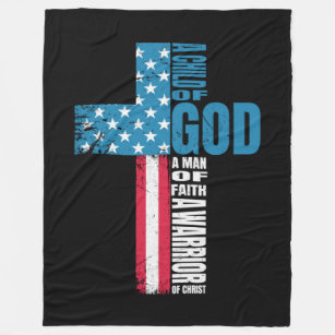 Faith Cross American Flag Christ Jesus Fleecedecke