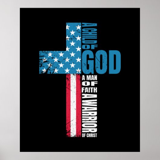 Faith Cross American Flag Christ Jesus Poster (Vorne)