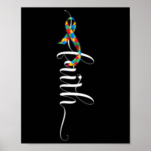 Faith Cross Autismus Awareness Ribbon Puzzleteile Poster