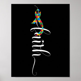 Faith Cross Autismus Awareness Ribbon Puzzleteile Poster