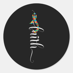 Faith Cross Autismus Awareness Ribbon Puzzleteile Runder Aufkleber