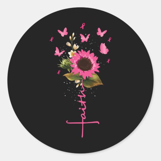 Faith Cross Breast Cancer Awareness Christlich Gif Runder Aufkleber (Vorderseite)