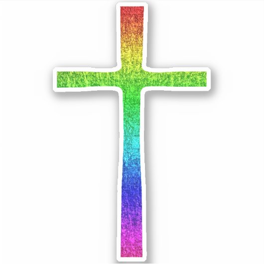 Faith Cross Rainbow Aufkleber (Vorderseite)