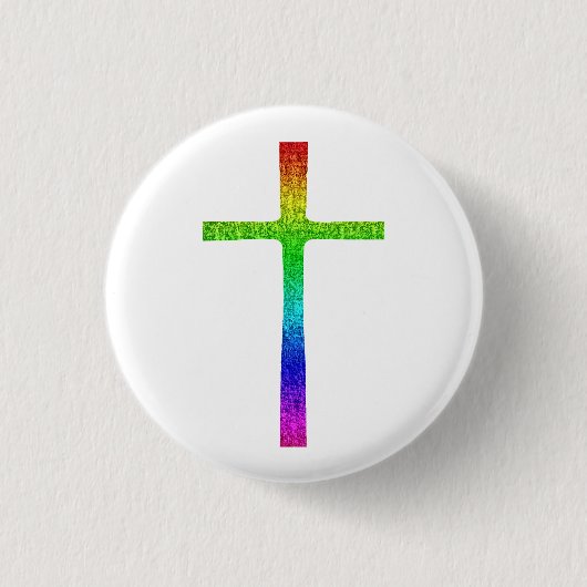 Faith Cross Rainbow Button (Vorderseite)