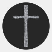 Faith Cross Silver Runder Aufkleber (Vorderseite)