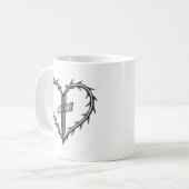 Faith Cross und Thorn Heart Christlich Kaffeetasse (Vorderseite Links)