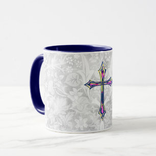 Faith Cross Vintage Style Graue Tasse Becher