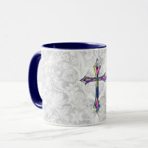 Faith Cross Vintage Style Graue Tasse Mug