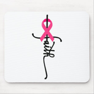 Faith Cross Warrior Survivor Pink Ribbon Brust Ca Mousepad
