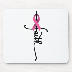 Faith Cross Warrior Survivor Pink Ribbon Brust Ca Mousepad