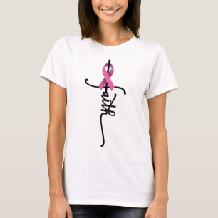 Faith Cross Warrior Survivor Pink Ribbon Brust Ca T-Shirt
