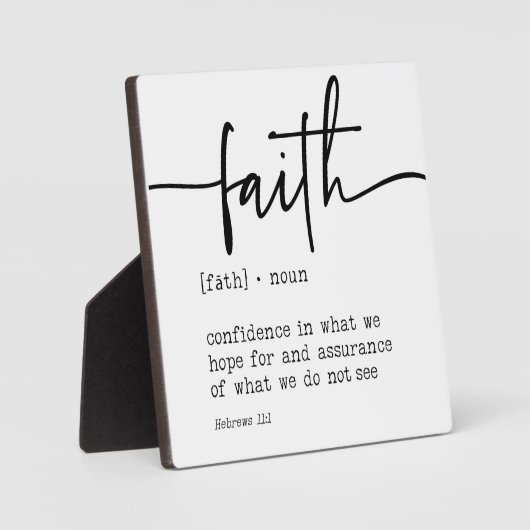 Faith Definition Hebrews 11:1 Christliches Zeichen Fotoplatte (Vorderseite)