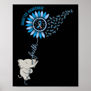 Faith Diabetes Awareness Blue Ribbon Monat Diabeti Poster