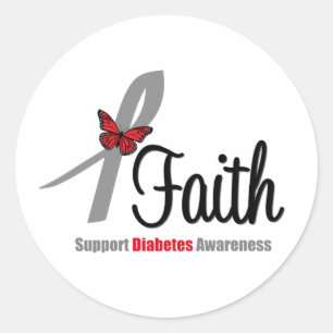 Faith Diabetes Awareness Butterfly Ribbon Runder Aufkleber
