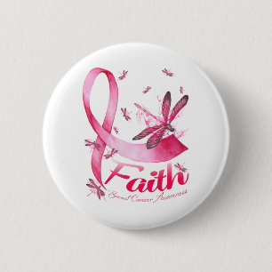 Faith Dragonfly Brustkrebs-T - Shirt Button