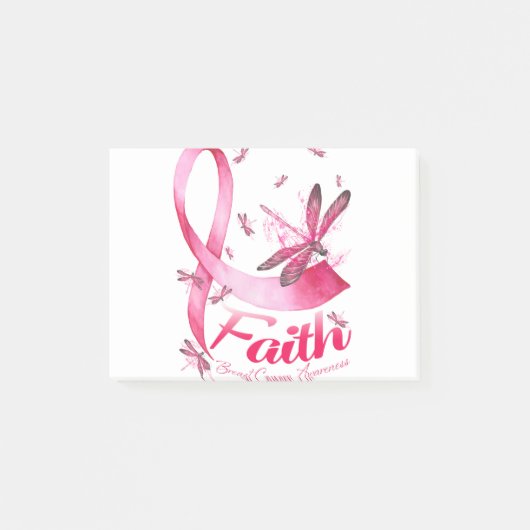 Faith Dragonfly Brustkrebs-T - Shirt Post-it Klebezettel (Vorderseite)
