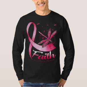 Faith Dragonfly Pink Ribbon Brustkrebs Auswarenes T-Shirt