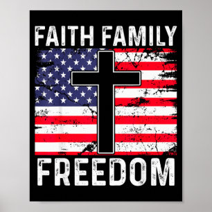 Faith Family Dom - Christliche Vintage-USA-Flagge Poster