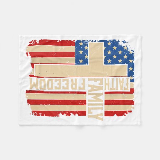 Faith Family Dom God Country Patriotic Christian O Fleecedecke (Vorderseite (Horizontal))