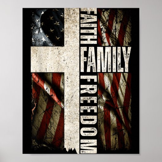 Faith Family Dom - Patriotic Christian Vintage Usa Poster (Vorne)
