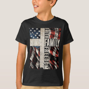 Faith Family Dom - Patriotisch Christlich Vintage T-Shirt