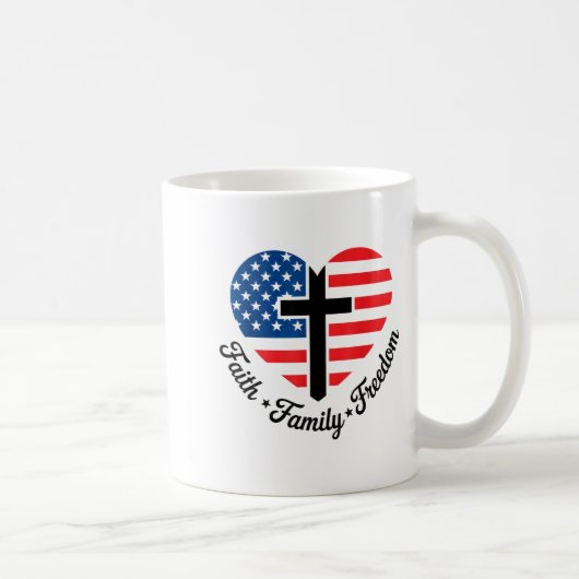 Faith Family Dom Usa Flag Cross Heart Patriotic Am Kaffeetasse (Rechts)