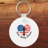 Faith Family Dom Usa Flag Cross Heart Patriotic Am Schlüsselanhänger (Vorderseite)