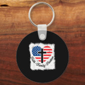 Faith Family Dom Usa Flag Cross Heart Patriotic Am Schlüsselanhänger (Vorderseite)