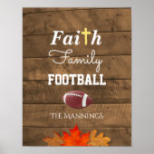Faith Family Football Personalisiert Rustikales Ze Poster (Vorne)