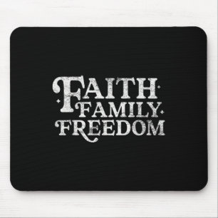 Faith Family Freedom Christlich 4. Juli Retro Amer Mousepad