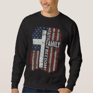 Faith Family Freedom - Christliche Vintage Flagge  Sweatshirt