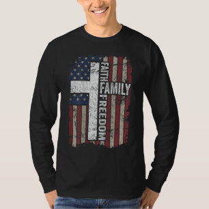 Faith Family Freedom - Christliche Vintage Flagge T-Shirt