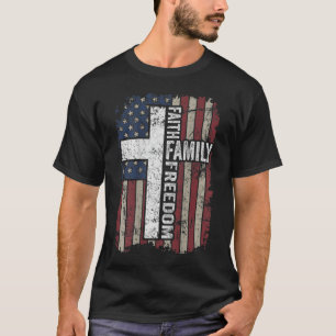 Faith Family Freedom - Christliche Vintage Flagge T-Shirt