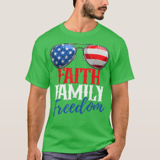 Faith Family Freedom Niedlich 4. Juli American Fla T-Shirt