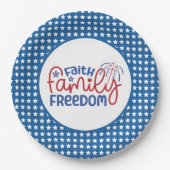 Faith Family Freedom Patriotic 4. Juli Pappteller (Vorderseite)
