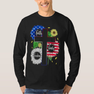 Faith Family Freedom Patriotic Christlich Cross Am T-Shirt