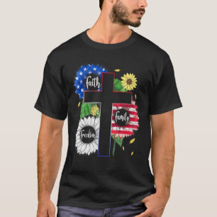 Faith Family Freedom Patriotic Christlich Cross Am T-Shirt