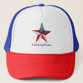 Faith Family Freedom Red White Blue Star Patriotic Truckerkappe