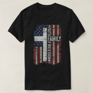 Faith Family Freedom USA Flag Cross T-Shirt